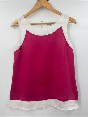 Violet and Claire silky summer top raspberry and white sleeveless womens blouse